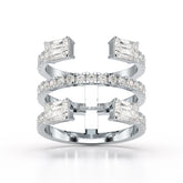 2.83 CT Three Layer Emerald Cut Lab Diamond Ring